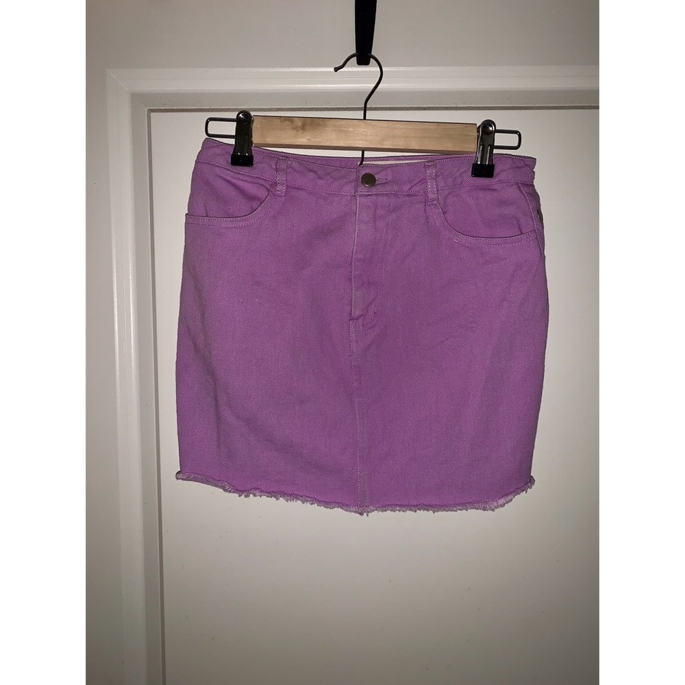 Boutique lavender denim mini skirt
